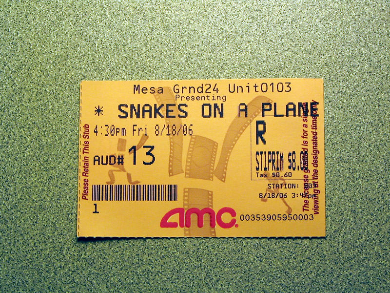 Snakes on a Plane - ticket stub