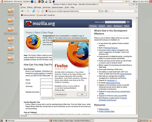 Firefox 2.0 béta2 sous Ubuntu Linux