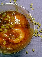 Zuppa di fagiolina e gamberi..fagiolina soup with shrimps