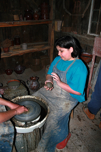 Old Stubridge Village Homeschool Day: making a clay ink pot