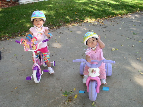 Little ladies on bikes