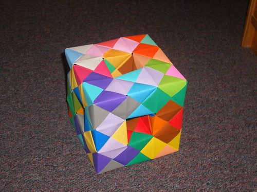 I made an origami approximation to a Menger sponge.
