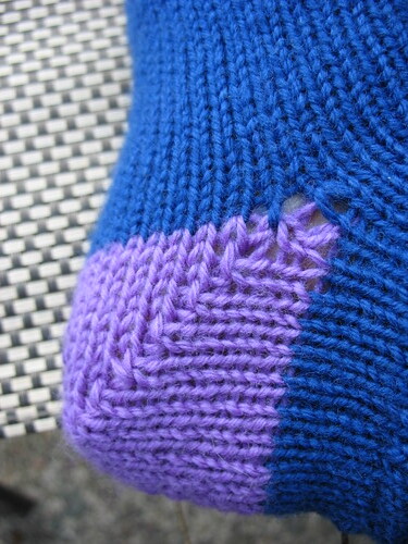 Blue sock heel