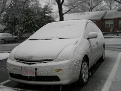Our car covered in snow