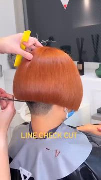 sexy red undershaved bob haircut