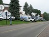 Satellite Trucks Outside of Stoutenburgh Gymnasium