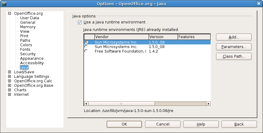 java runtime environment open office