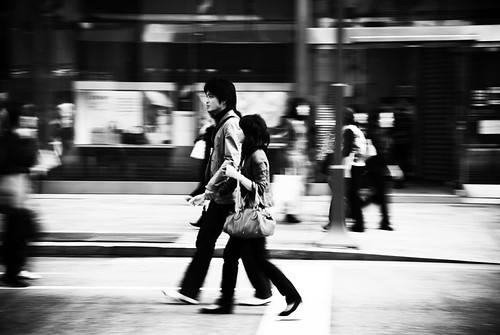 Shoppers at Ginza (B&W)