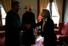 Fr. Jonathan and Fr. Augustine Welcome Elizabeth Edwards to Campus