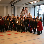 Staff at Writers Theatre's New Building's Ceremonial Beam-Signing.