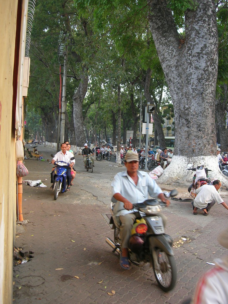 Motos on the sidewalk