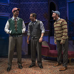 Sean Fortunato (The Stage Manager), Marc Grapey (Willy Loman) and John Hoogenakker (George) in DEATH OF A STREETCAR NAMED VIRGINIA WOOLF: A PARODY at Writers Theatre. Photo by Michael Brosilow.
