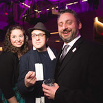 Sarah Friedland, Composer Josh Schmidt and WT Production Manager Adam Friedland  at the Grand Opening Gala for the new Writers Theatre, Feb 8, 2016.  Photo by Joe Mazza - brave lux.