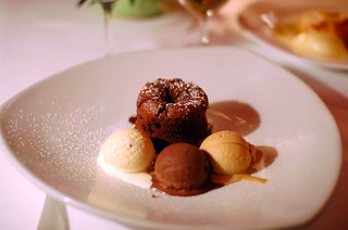Dessert: Chocolate Souffle with Trio of Ice Creams