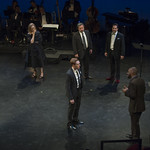 Marilyn Campbell-Lowe, Natasha Lowe, Steve Haggard, Jeff Still, Marc Grapey and LaShawn Banks perform a montage of scenes at Writers Theatre's Grand Opening Gala on February 8, 2016. Photo by Michael Brosilow.