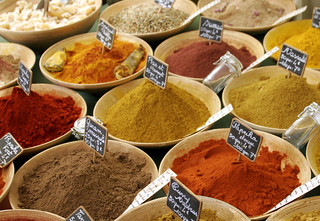 colourful spices in a french market