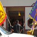 Dragon inside guarded by flags
