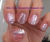 Nail art - Silver metallic, purple glitter, rhinestone nails