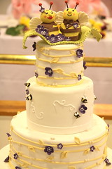 Wedding - Purple yellow bee theme cake