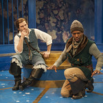 Nate Burger (Dorante) and LaShawn Banks (Cliton) in THE LIAR at Writers Theatre. Photo by Michael Brosilow.