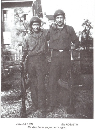 1945- Franche Comté- Gilbert Julien et Elie Rossetti pendant la campagne des Vosges- Col. Elie Rossetti