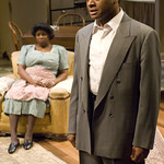 Cheryl Lynn Bruce (Elizabeth) and Kelvin Roston Jr. (Husband) in THE OLD SETTLER at Writers Theatre. Photos by Michael Brosilow.