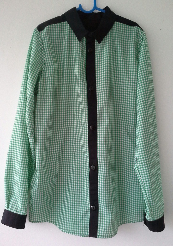 green and black sketchbook shirt, front