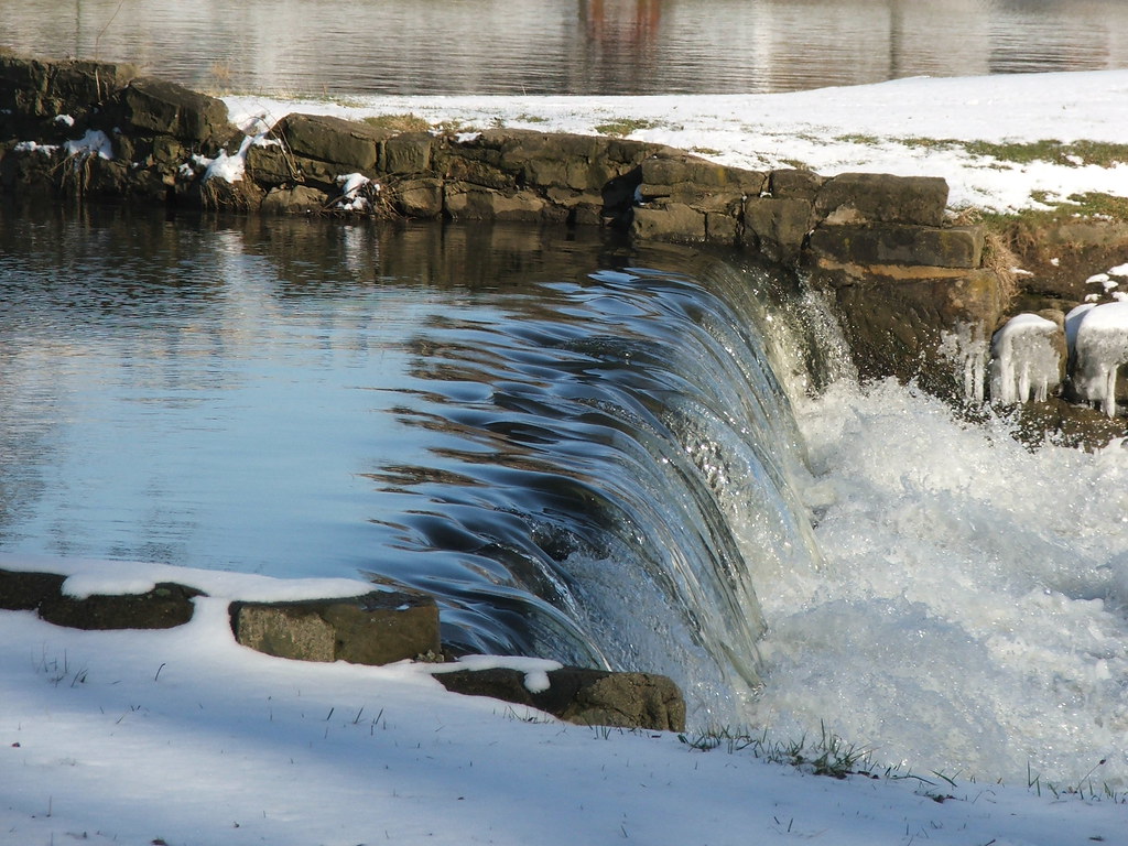 a little snow, a little waterfall