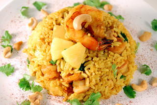 Curry Ginger Pineapple Fried Rice with Shrimps