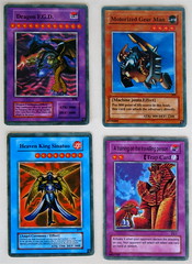 Fake Yu-Gi-Oh! cards from my son's card collection.