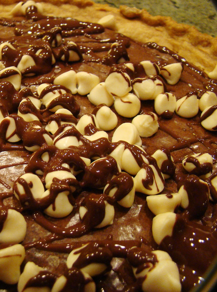 Triple Chocolate Chunk Bourbon Brownie Pie