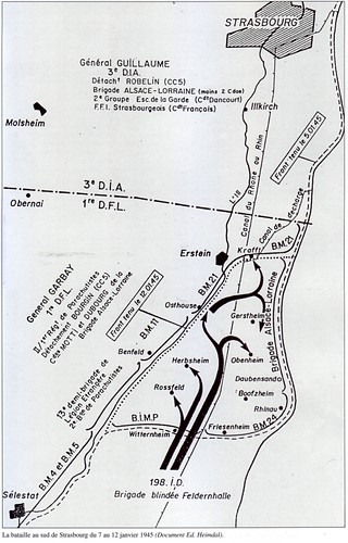 carte bataille sud de strasbourg 7 -12 janvier 45 - Les combats d'Herbsheim par Zicchina