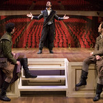 Sean Fortunato, Allen Gilmore, and Timothy Edward Kane in ROSENCRANTZ AND GUILDENSTERN ARE DEAD at Writers Theatre. Photos by Michael Brosilow.