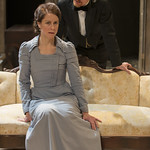 Kate Fry (Hedda) and Scott Parkinson (Judge Brack) in HEDDA GABLER at Writers Theatre.  Photo by Michael Brosilow.