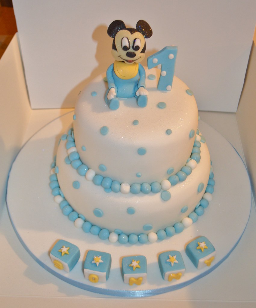 Baby Mickey Mouse 1st birthday cake
