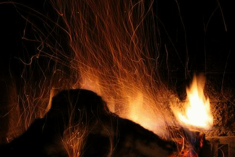 Photo: Burning the Yule log.