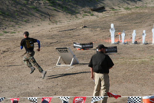Kyle running to the first shooting position at the beginning of the match