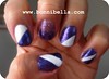 Nail Art - Purple Glitter White Stripe, each different