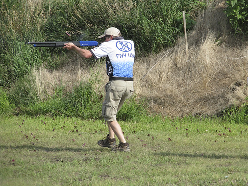 Corey shooting SLP shotgun on FNH 3-gun side match