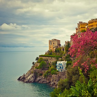 Cuba Gallery: Italy / Amalfi Coast / summer / ocean / house / water / sea / sky / clouds / horizon / flowers / photography
