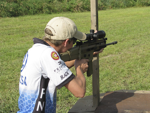 Corey shooting FNH SCAR at FNH 3-gun side match