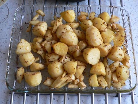 Mustard roasted potatoes & parsnips