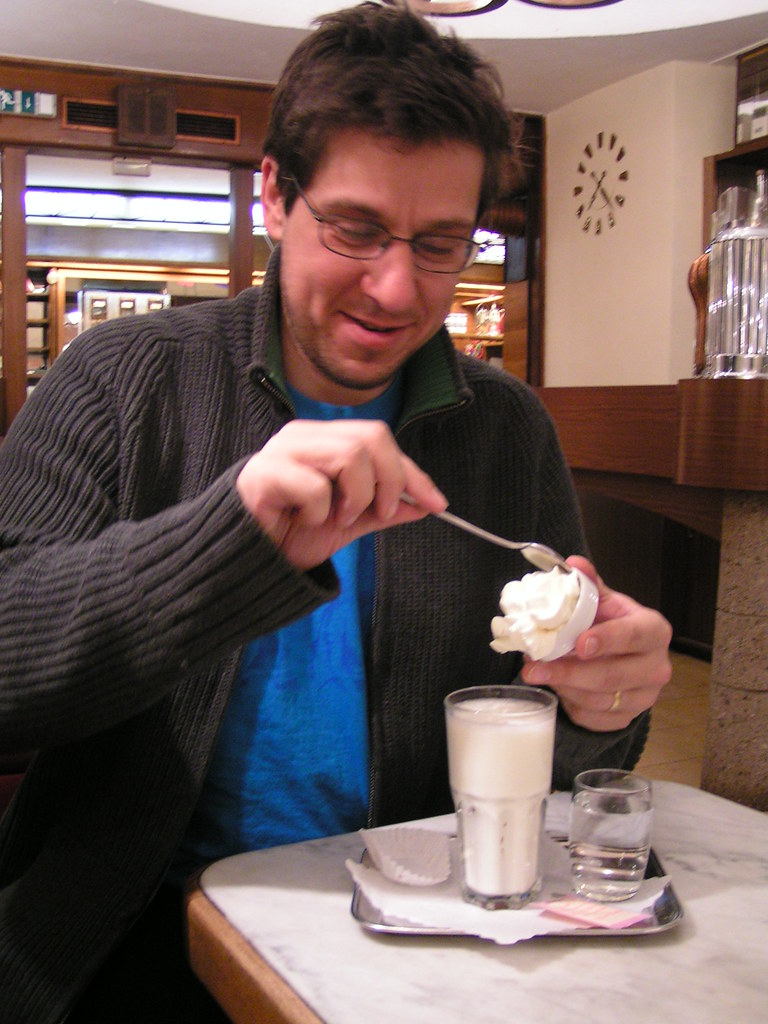 Brian making hot chocolate