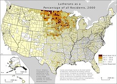 Lutherans as a percentage of all residents