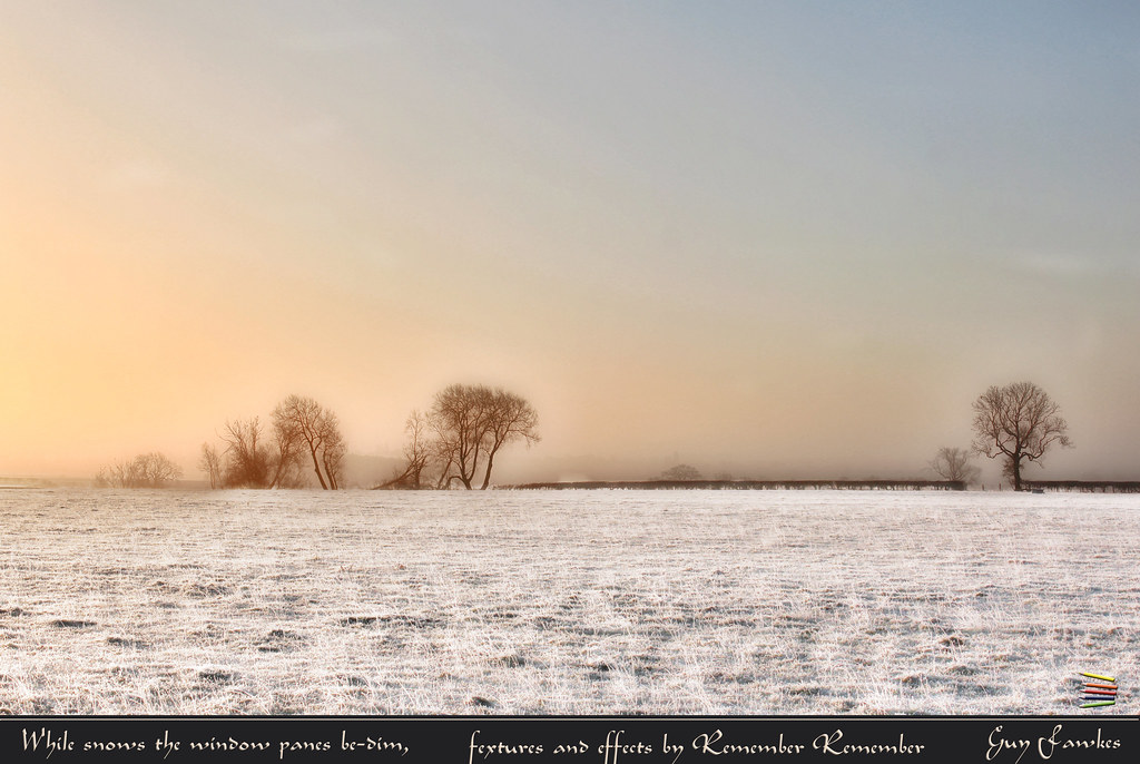 While snows the window-panes bedim,