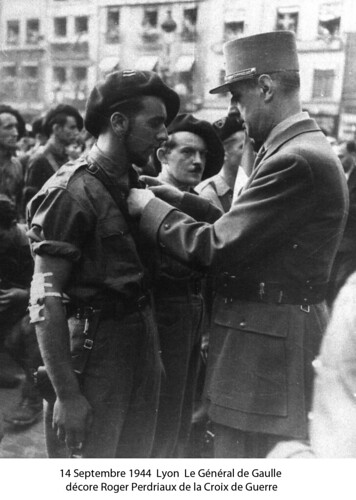 BM4 - Chambarand - 1944 14 Septembre_Lyon- RogerPerdriaux - Croix Guerre - Gl de Gaulle -Fonds Emile Gauthier