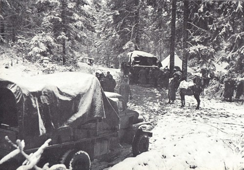 RFM- 11 et 12 nov 1944- camions des 1 et 2 escadrons -évacuation pop civile du Thillot ddu col du Mobieu à Remiremont - Paul Gaujac