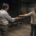 Marc Grapey (Robert Hooke) and Jürgen Hooper (Isaac Newton) in ISAAC'S EYE at Writers Theatre.  Photo by Michael Brosilow.