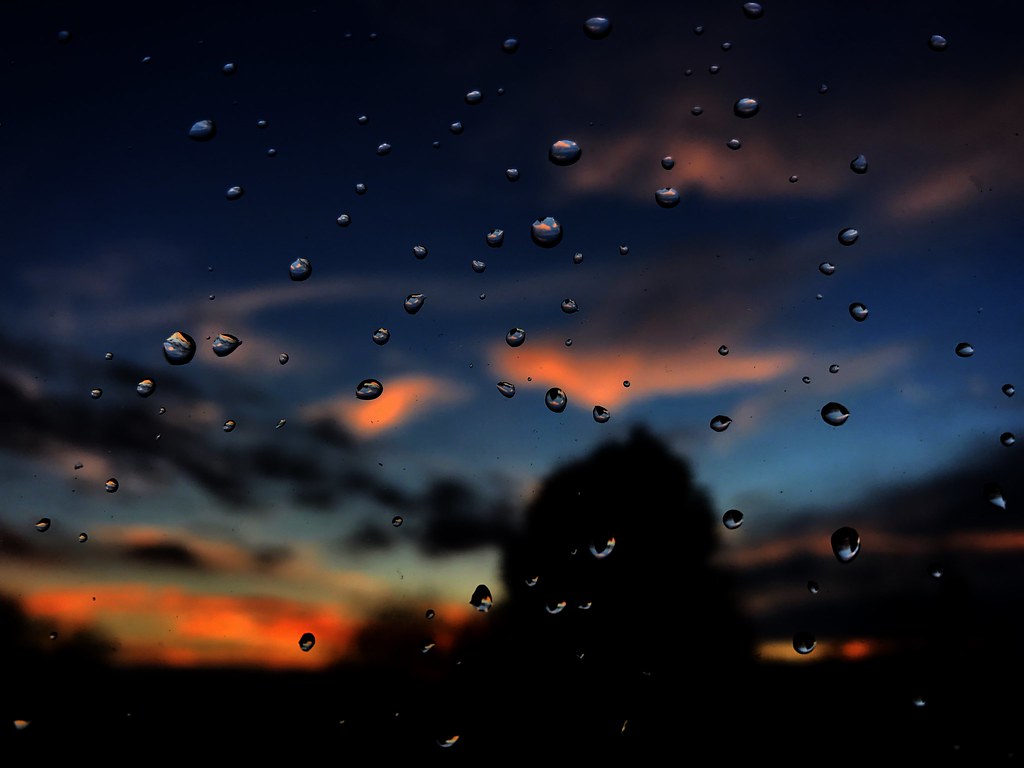 Raindrop sunset