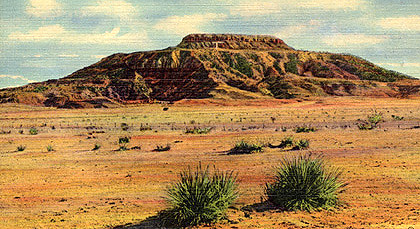 An image of Tucumcari Mountain from an old postcard.